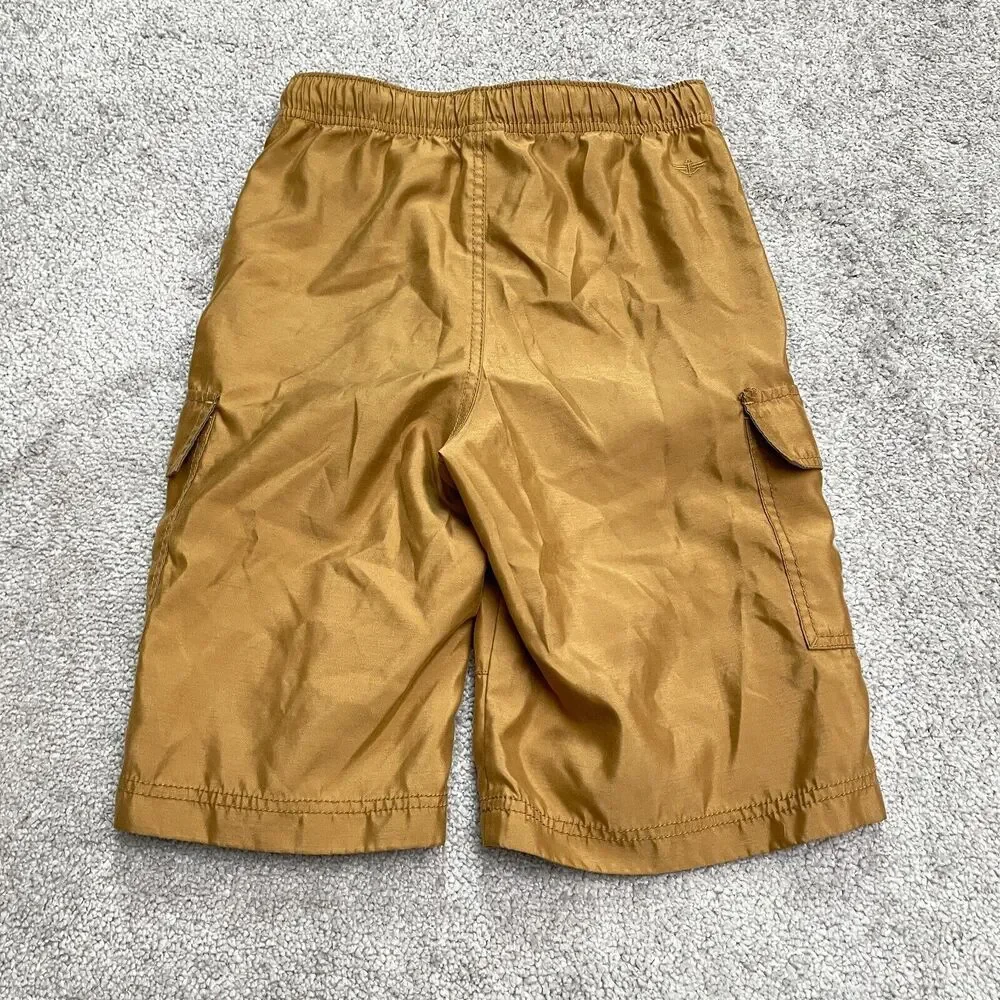 Dockers Cargo Water Shorts Boys Kids Medium Brown Elastic Waist Casual Swimwear